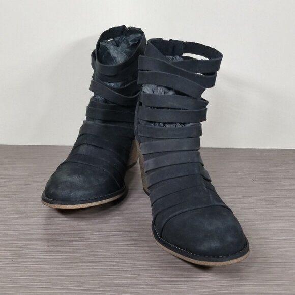 Free People Hybrid Strappy Ankle Boot, Black Nubuck, Womens Various Sizes - Picture 4 of 11
